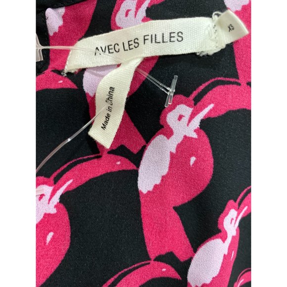 Avec les Filles Pink & Black Animal Print Blouse NWOT Size XS - Picture 8 of 8